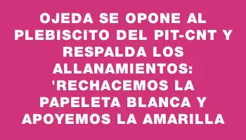 Ojeda se opone al plebiscito del Pit-cnt y respalda los allanamientos: 