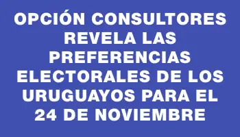 Opción Consultores revela las preferencias electorales de los uruguayos para el 24 de noviembre