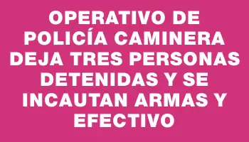 Operativo de Policía Caminera deja tres personas detenidas y se incautan armas y efectivo