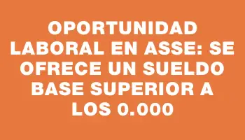 Oportunidad laboral en Asse: Se ofrece un sueldo base superior a los $40.000