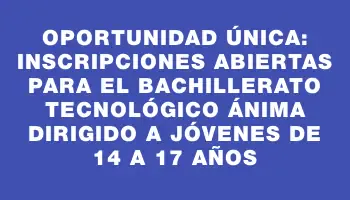 Oportunidad única: Inscripciones abiertas para el Bachillerato Tecnológico Ánima dirigido a jóvenes de 14 a 17 años