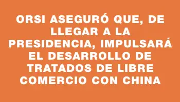 Orsi aseguró que, de llegar a la presidencia, impulsará el desarrollo de Tratados de Libre Comercio con China