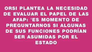 Orsi plantea la necesidad de evaluar el papel de las Afap: 