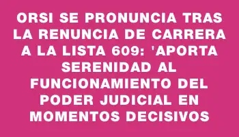 Orsi se pronuncia tras la renuncia de Carrera a la lista 609: 