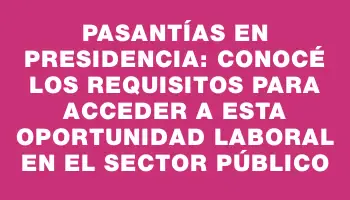 Pasantías en Presidencia: Conocé los requisitos para acceder a esta oportunidad laboral en el sector público