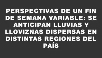 Perspectivas de un fin de semana variable: se anticipan lluvias y lloviznas dispersas en distintas regiones del país