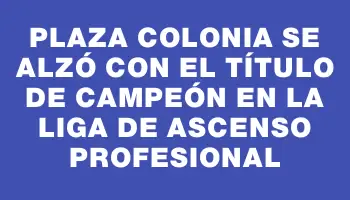 Plaza Colonia se alzó con el título de campeón en la Liga de Ascenso Profesional