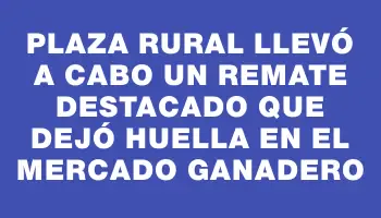 Plaza Rural llevó a cabo un remate destacado que dejó huella en el mercado ganadero