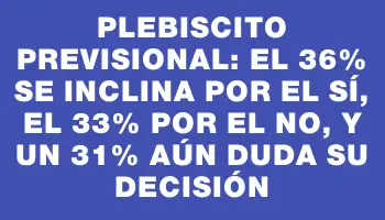 Plebiscito previsional: el 36% se inclina por el sí, el 33% por el no, y un 31% aún duda su decisión