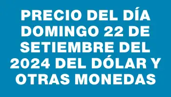 Precio del día Domingo 22 de setiembre del 2024 del dólar y otras monedas