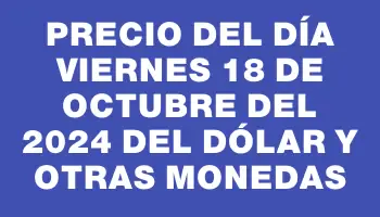 Precio del día Viernes 18 de octubre del 2024 del dólar y otras monedas