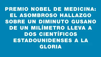 Premio Nobel de Medicina: el asombroso hallazgo sobre un diminuto gusano de un milímetro lleva a dos científicos estadounidenses a la gloria