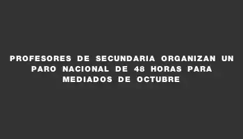 Profesores de Secundaria organizan un paro nacional de 48 horas para mediados de octubre