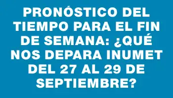 Pronóstico del tiempo para el fin de semana: ¿qué nos depara Inumet del 27 al 29 de septiembre?