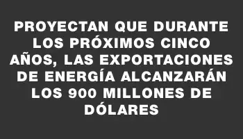 Proyectan que durante los próximos cinco años, las exportaciones de energía alcanzarán los 900 millones de dólares