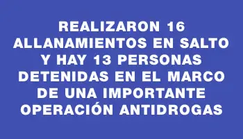 Realizaron 16 allanamientos en Salto y hay 13 personas detenidas en el marco de una importante operación antidrogas