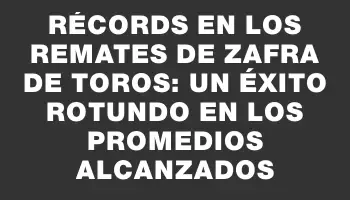 Récords en los remates de zafra de toros: un éxito rotundo en los promedios alcanzados