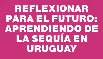 Reflexionar para el futuro: Aprendiendo de la sequía en Uruguay