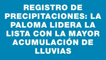 Registro de precipitaciones: La Paloma lidera la lista con la mayor acumulación de lluvias