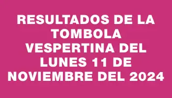 Resultados de la Tombola Vespertina del lunes 11 de noviembre del 2024