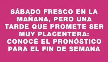 Sábado fresco en la mañana, pero una tarde que promete ser muy placentera: conocé el pronóstico para el fin de semana