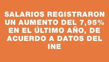 Salarios registraron un aumento del 7,95% en el último año, de acuerdo a datos del Ine