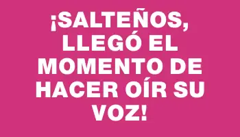 ¡Salteños, llegó el momento de hacer oír su voz!