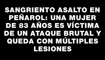 Sangriento asalto en Peñarol: una mujer de 83 años es víctima de un ataque brutal y queda con múltiples lesiones