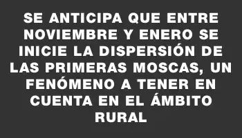 Se anticipa que entre noviembre y enero se inicie la dispersión de las primeras moscas, un fenómeno a tener en cuenta en el ámbito rural