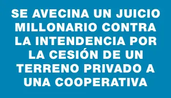 Se avecina un juicio millonario contra la intendencia por la cesión de un terreno privado a una cooperativa