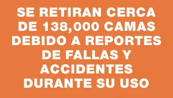 Se retiran cerca de 138,000 camas debido a reportes de fallas y accidentes durante su uso