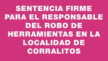 Sentencia firme para el responsable del robo de herramientas en la localidad de Corralitos