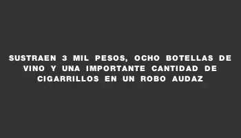 Sustraen 3 mil pesos, ocho botellas de vino y una importante cantidad de cigarrillos en un robo audaz