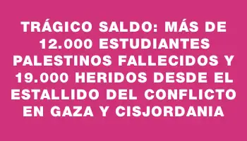 Trágico saldo: más de 12.000 estudiantes palestinos fallecidos y 19.000 heridos desde el estallido del conflicto en Gaza y Cisjordania