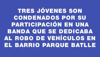 Tres jóvenes son condenados por su participación en una banda que se dedicaba al robo de vehículos en el barrio Parque Batlle