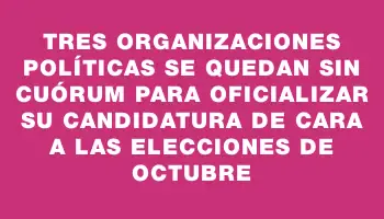 Tres organizaciones políticas se quedan sin cuórum para oficializar su candidatura de cara a las elecciones de octubre