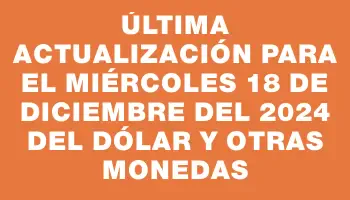 Última actualización para el Miércoles 18 de diciembre del 2024 del dólar y otras monedas