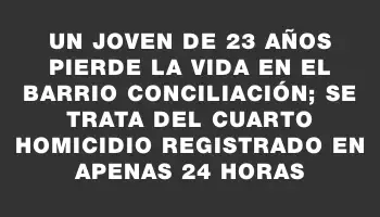 Un joven de 23 años pierde la vida en el barrio Conciliación; se trata del cuarto homicidio registrado en apenas 24 horas