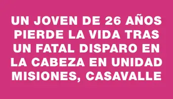 Un joven de 26 años pierde la vida tras un fatal disparo en la cabeza en Unidad Misiones, Casavalle