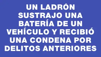 Un ladrón sustrajo una batería de un vehículo y recibió una condena por delitos anteriores