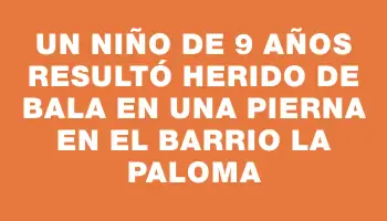 Un niño de 9 años resultó herido de bala en una pierna en el barrio La Paloma