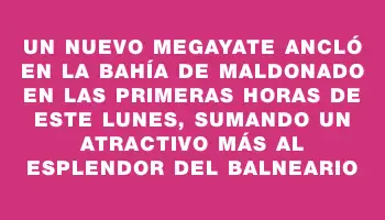 Un nuevo megayate ancló en la bahía de Maldonado en las primeras horas de este lunes, sumando un atractivo más al esplendor del balneario