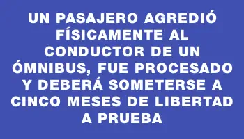 Un pasajero agredió físicamente al conductor de un ómnibus, fue procesado y deberá someterse a cinco meses de libertad a prueba