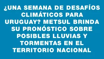 ¿Una semana de desafíos climáticos para Uruguay? MetSul brinda su pronóstico sobre posibles lluvias y tormentas en el territorio nacional