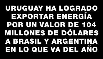 Uruguay ha logrado exportar energía por un valor de 104 millones de dólares a Brasil y Argentina en lo que va del año