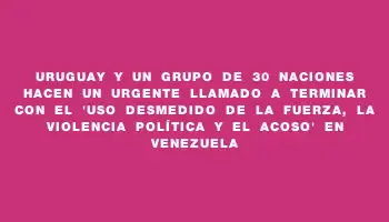 Uruguay y un grupo de 30 naciones hacen un urgente llamado a terminar con el 