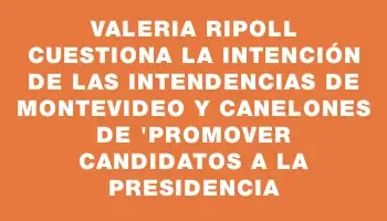 Valeria Ripoll cuestiona la intención de las intendencias de Montevideo y Canelones de 