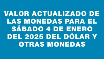 Valor actualizado de las monedas para el Sábado 4 de enero del 2025 del dólar y otras monedas