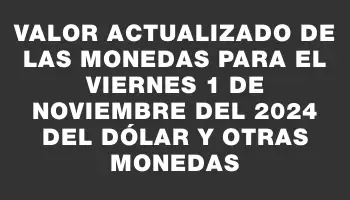 Valor actualizado de las monedas para el Viernes 1 de noviembre del 2024 del dólar y otras monedas