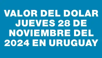 Valor del dolar Jueves 28 de noviembre del 2024 en Uruguay